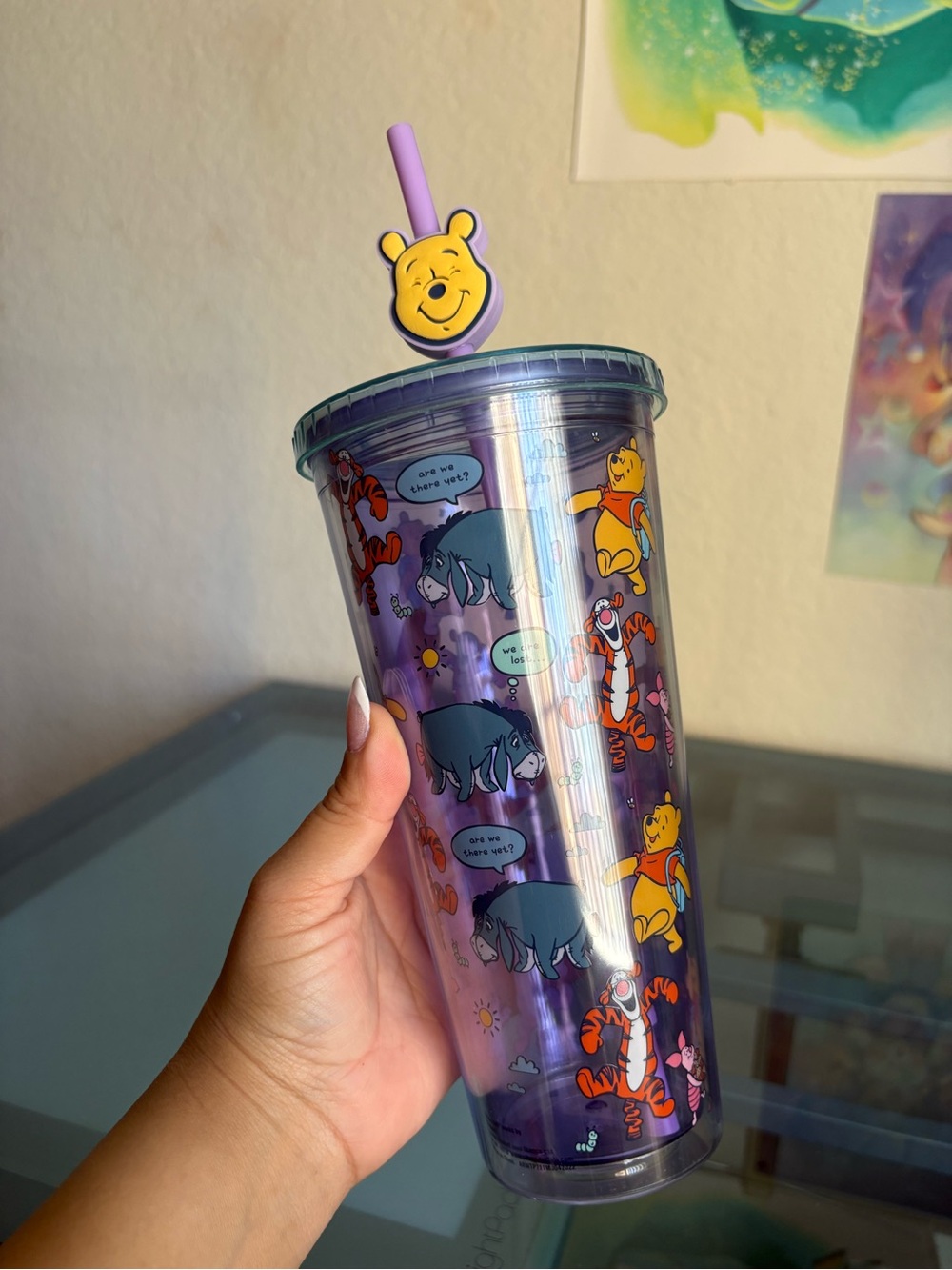 Purple Winnie the Pooh Tumbler with Straw - Licensed Character Drinkware